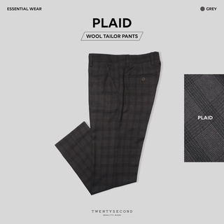 TWENTYSECOND กางเกงขายาวอิตาเลียนวูล Plaid tailor pants - สีเทา / Grey