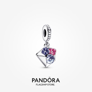 Pandora จี้ดอกไม้แพนซี่ ห้อยซองจดหมาย ของขวัญวันหยุด สําหรับผู้หญิง p804