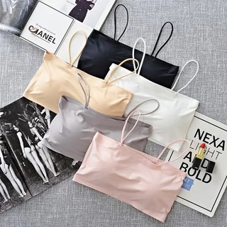 SALE🔥🔥 เสื้อเกาะอกผ้าไหมน้ำแข็ง บราเกาะอกสายเดี่ยว เสริมฟองน้ำในตัว ผ้าเย็น ลื่น ยืดหยุ่นได้ดี