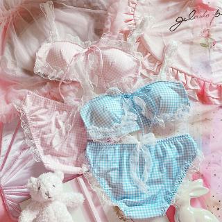 ชุดชั้นในญี่ปุ่น น่ารักโลลิต้า ผ้าไหมนม Bra Set Japanese Lolita Lovely Lace Lace Milk Silk Underwear