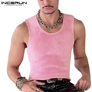 Incerun เสื้อกล้ามลําลอง คอกลม แขนกุด สีพื้น ทรงสลิมฟิต สําหรับผู้ชาย