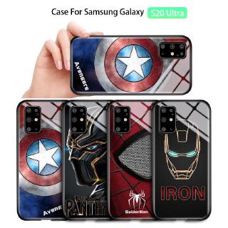 For Samsung Galaxy S20 S20 Plus S20 Ultra S20 FE 4G/5G Marvel เคสโทรศัพท์กระจกเทมเปอร์ฝาหลัง เคสโทรศัพท์ Cover