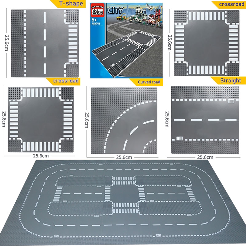 City Road Street Baseplate ใช้งานร่วมกับอนุภาคขนาดเล็กบล็อกตรง Crossroad Curve T-Junction Building Blocks แผ่นฐานของขวัญ ราคา ถูกที่สุด ดีลบีเคเค