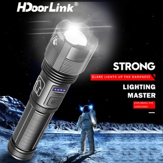 Hdoorlink ไฟฉาย LED XHP50 สว่างมาก 1000 Lumens มือถือ ยุทธวิธี ไฟฉาย ชาร์จ USB / 5 โหมด ซูมได้ ไฟฉายไฟฟ้า