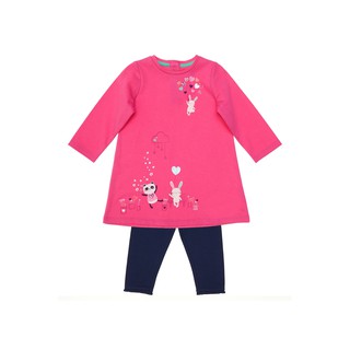 Mothercare [เซ็ต 2 ตัว] ชุดเด็ก เดรสเด็กผู้หญิง สีชมพูบานเย็น + เลกกิ้ง Dress + Legging Set