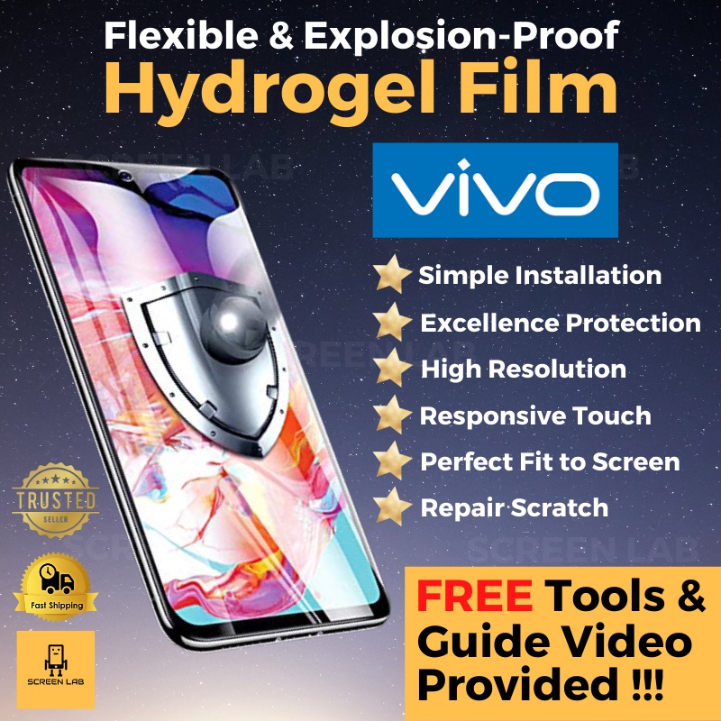 VIVO Hydrogel ป้องกันหน้าจอ X20 X20Plus X9 X9s X9Plus X7 X7lus X6 X6s X3S Xplay3S ยืดหยุ่นและป้องกัน