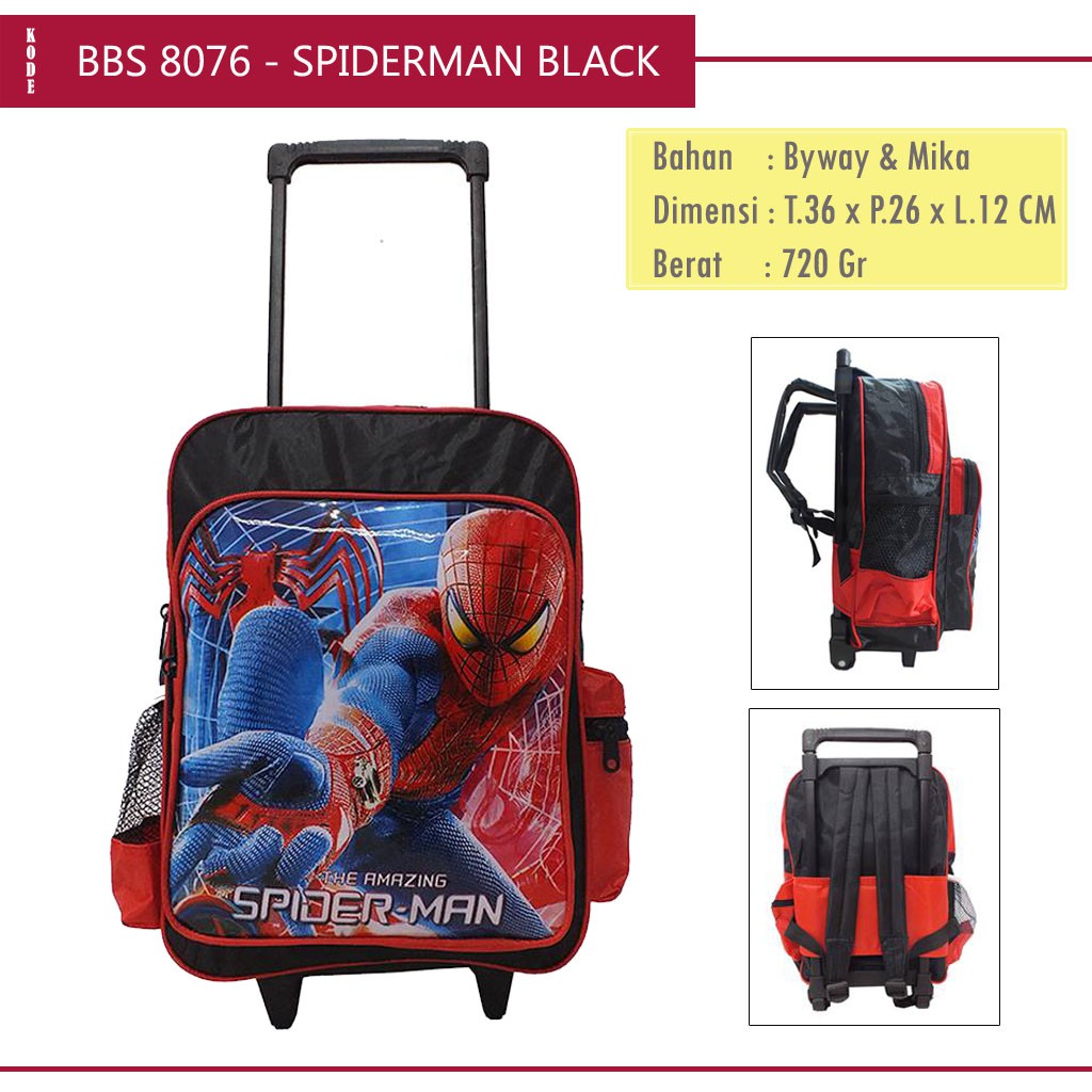 Spiderman Trolley Bag for Boys / 3D Superhero Spiderman School Backpack for Elementary School Boys B