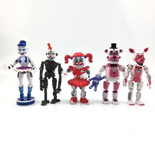 Fnaf Five Nights At Freddys Ballora Funtime Freddy Circus Baby Ennard Foxy (ข้อต่อเปล่งแสงขยับได้) ของเล่นสําหรับเด็ก 5 ชิ้น ต่อชุด