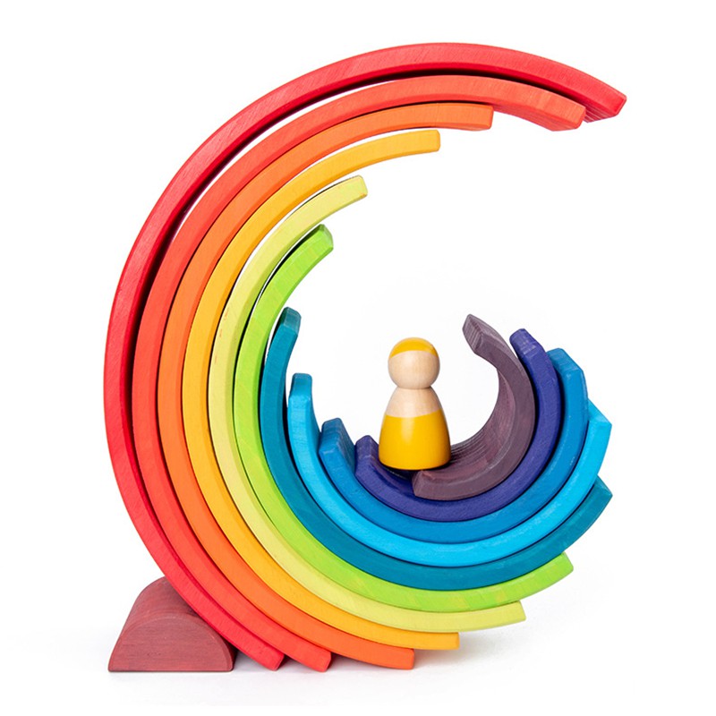 Wooden Rainbow Stacking Toy Large Nesting Puzzle Blocks Educational ...