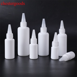 Chestergoods ขวดกาวเปล่า พลาสติก Pe ขนาด 5 10 20 30 50 60 100 มล. พร้อมฝาสกรู สําหรับบีบหมึกเหลว หยดน้ํามัน