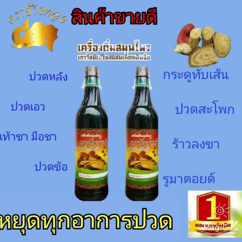 2 ขวด 290 สมุนไพรผสมเห็ดหลินจือตราช้างทองของแท้ 100%