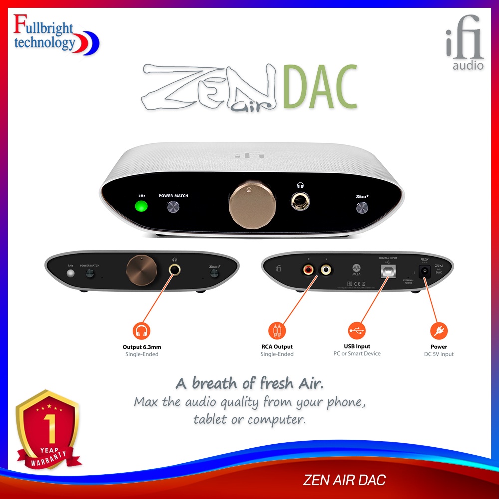 iFi Audio ZEN Air DAC แอมป์หูฟังตั้งโต๊ะพร้อม DAC Burr Brown XMOS 32bit รับประกันศูนย์ไทย 1 ปี