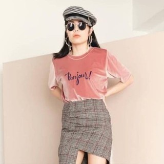 🏷 เสื้อยืดสกรีน Bonjour! เนื้อผ้ากำมะหยี่นำเข้า นิ่มใส่สบาย