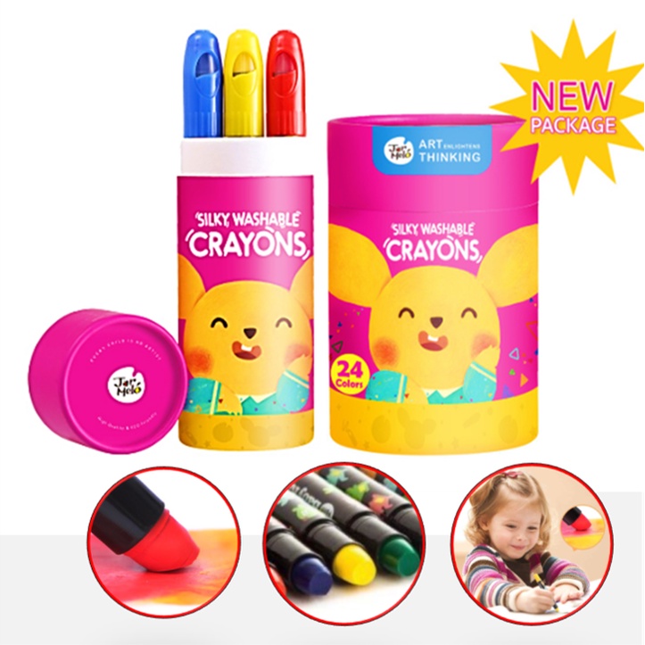 Joan Miro สีเทียนปลอดสารพิษสำหรับน้อง 1 ขวบขึ้นไป Baby Roo Silky Crayon (มีให้เลือก 4 ขนาด)