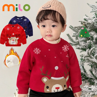 Milo 2022ฤดูใบไม้ร่วงและฤดูหนาวใหม่เสื้อผ้าเด็กเด็กคริสต์มาสเกล็ดหิมะกวางเสื้อกันหนาวยุโรป