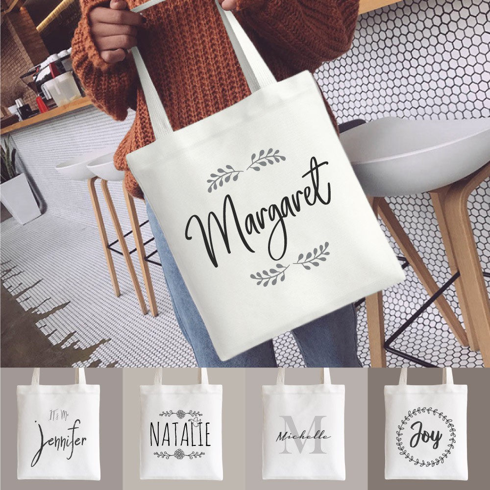 กระเป๋าผ้า ถุงผ้า เติมชื่อได้ Name Bags Collection Mono Script สวย เรียบ ดูดี