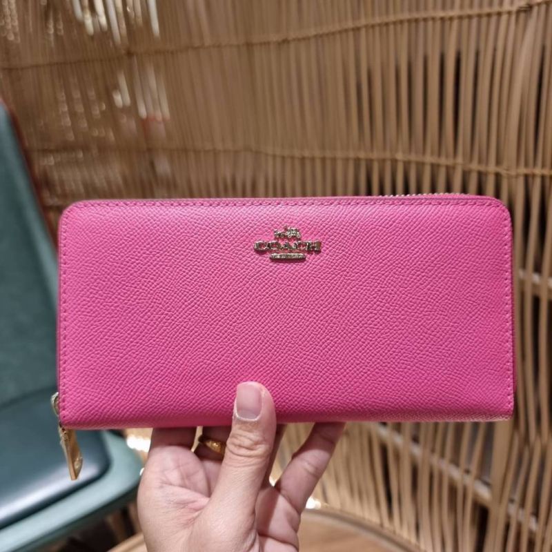 กระเป๋าสตางค์ ใบยาว Coach แท้💯 สีชมพู สวย สดใส ผู้หญิง กระเป๋าเงิน ของขวัญ กระเป๋าตัง