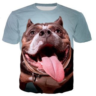 เสื้อยืดลําลอง พิมพ์ลาย American Bully 3D สไตล์ฮาราจูกุ สตรีท สําหรับผู้ชาย และผู้หญิง