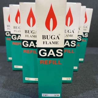 แก๊ส12กระป๋อง แก๊สเติมไฟแช็ค ขนาดบรรจุ 50 กรัม BUGA FLAME GAS REFILL 50 กรัม แก๊สกระป๋องสำหรับเติมไฟแช็ค เติมไฟแช็ค