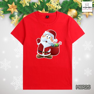 ♪¤◁เสื้อยืดคริสต์มาส Christmas &amp; Happy new year ผ้าคอตตอล 100% (MCR25)