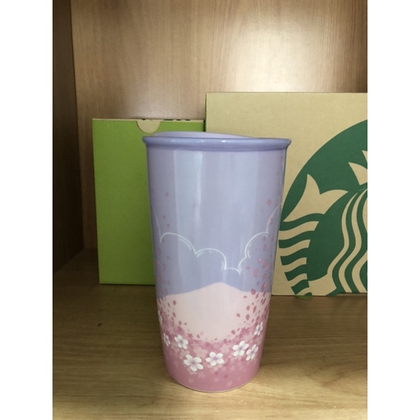 Starbucks แก้ว Mug Double Wall Ceramic Purple Blossom Landscape 12oz.