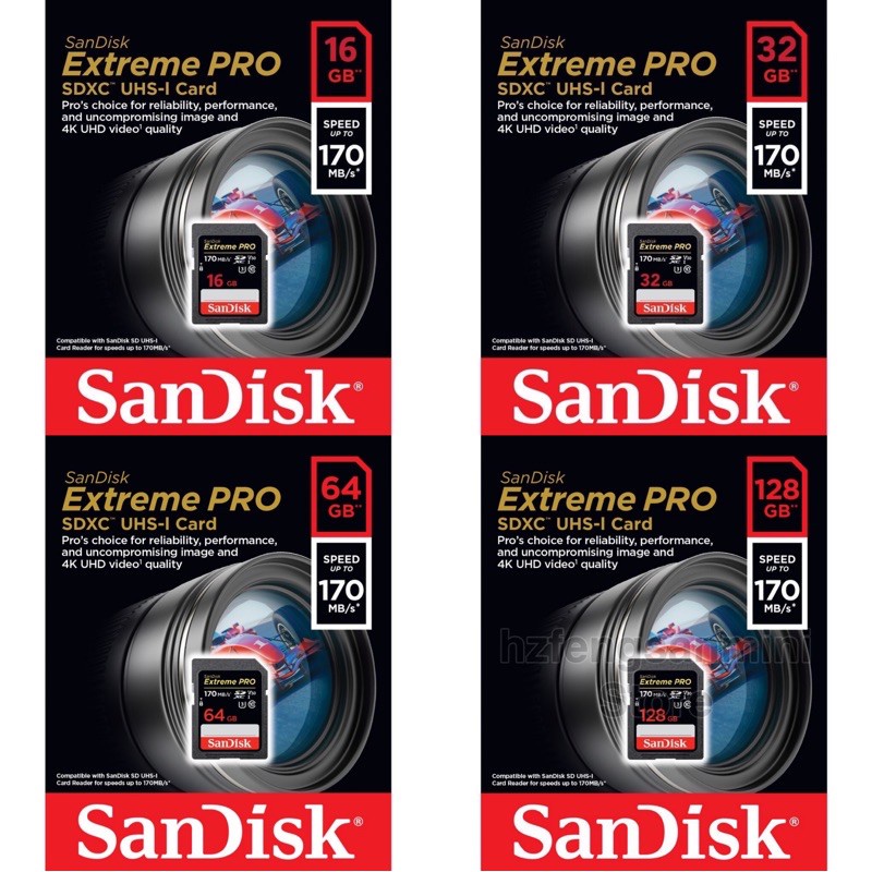 พร้อมส่ง！！ SanDisk（กล้องเฉพาะ） Extreme Pro SD Card ใช้ได้ 100% (มี16GB 32GB 64GB 128GB）  เมมโมรี่ กล้องถ่ายภาพ DSLR ประก
