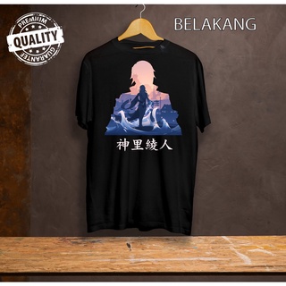 [100% Cotton] เสื้อยืดลําลอง แขนสั้น พิมพ์ลายเกม Genshin Impact Ayato - Baju Wibu - Baju Otaku - Baju pria สีดํา พลัสไซซ