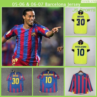 เสื้อกีฬาแขนสั้น ลายทีมบาร์เซโลน่า 05-06/06-07 06-07 Messi Ronaldinho