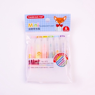 ปากกาไฮไลท์ เน้นข้อความ Mini Fluorescent Pen 1 แพ็คมี 6 สี Highlighter