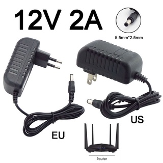 อะแดปเตอร์แปลงพาวเวอร์ซัพพลาย 5.5*2.5 มม. ปลั๊ก 110-240V 2000ma AC เป็น DC 12V 2A สําหรับกล้องวงจรปิด แถบไฟ LED