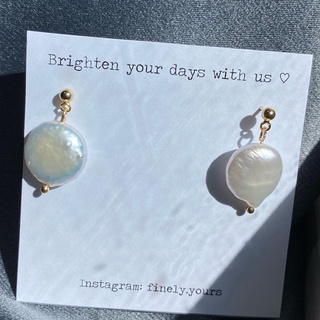 finely.yours 925 Stering Silver Jewelry| ต่างหูมุก Baroque แท้ รูป Marshmallow // Marshmallow Pearl Earrings