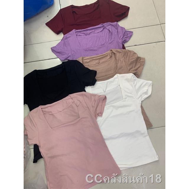 ◈❖CCshop ❤️ Diiz’s ❤️  เสื้อคอเหลี่ยมแขนสั้น ผ้าเรยอน