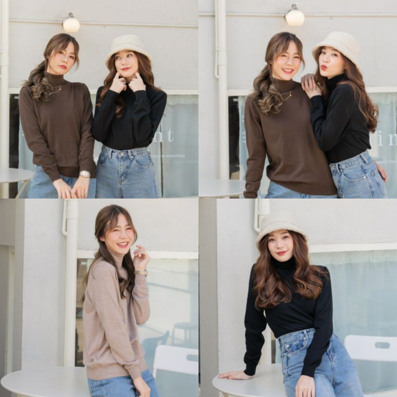 Emily sweater ( เอมิลี่ ) ไหมพรมคอเต่าทรงหลวม ผ้าดีมากค่ะ | Coatsweater