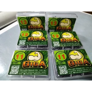 (ขายส่ง) เบ็ดกล่อง GiGa เขียว แบบมีเงี่ยงหลัง ก้านยาว จิก้าเขียว