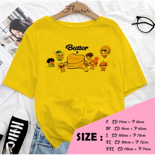 【100% cotton】Fleurir - BUTTER CHIBI เสื้อยืด ผ้าฝ้าย พิมพ์ลาย KPOP OVERSIZE TUMBLR TEE UNISEX JUMBO สําหรับผู้หญิง