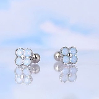 earika.earrings - opal clover piercing จิวหูเงินแท้จี้ดอกโคลเวอร์โอปอล (มีให้เลือก 3 สี) เหมาะสำหรับคนแพ้ง
