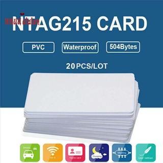 【จัดส่งรวดเร็ว】การ์ดเปล่า Nfc สีขาว สําหรับแท็ก PVC NTAG215 กันน้ํา 504 ไบต์ 20 ชิ้น