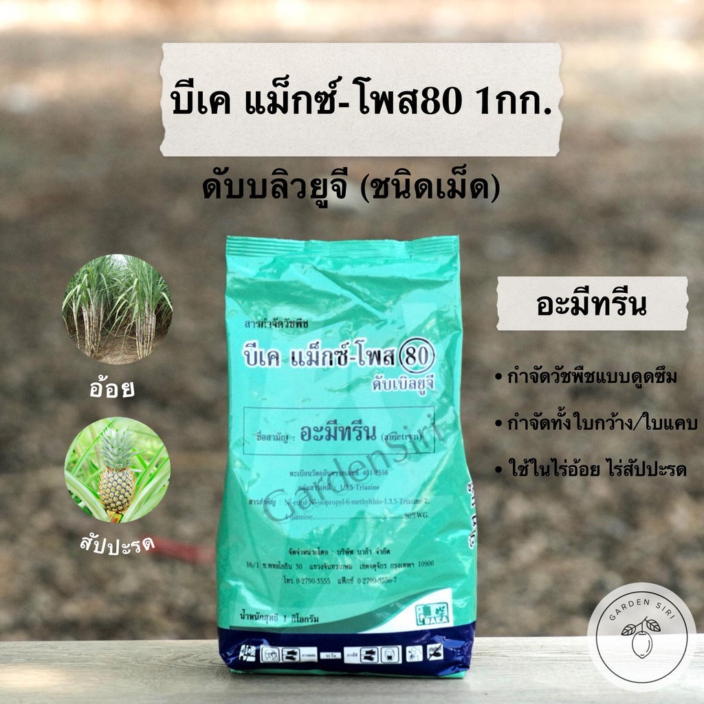บีเคแม็กซ์โพส80 ชนิดเม็ด (อะมีทรีน) สารกำจัดหญ้าวัชพืชใบกว้าง ใบแคบในไร่อ้อย ตราบาก้า ขนาด 1กก.