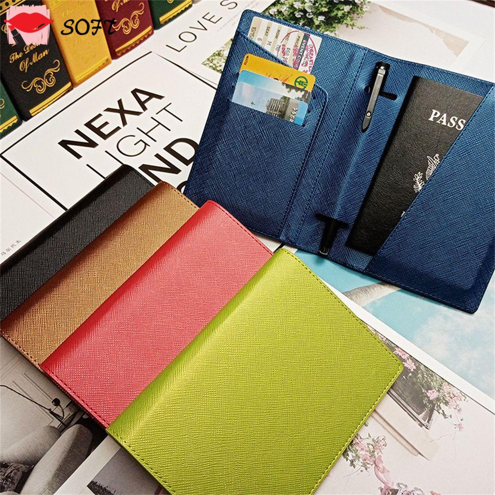 Softness Wallet Passport Case Cover Women Men Mlti Card Slot Credit Card Holder Travel Portable