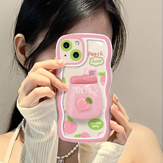 เคสโทรศัพท์มือถือ ลายเครื่องดื่มพีชน่ารัก พร้อมขาตั้ง สําหรับ Vivo Y11 V23 5G V20PRO Y12 Y15 Y17 Y52 5G Y72 5G Y76 X27 X50 X50PRO X60 X70 X70PRO X80 X80PRO V15 S1