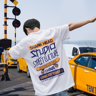 ►❣✔Summer Short-sleeve Men s HongKong style t-shirt ins fashion brand bf student half-sleeve clothes Pure cotton Loose