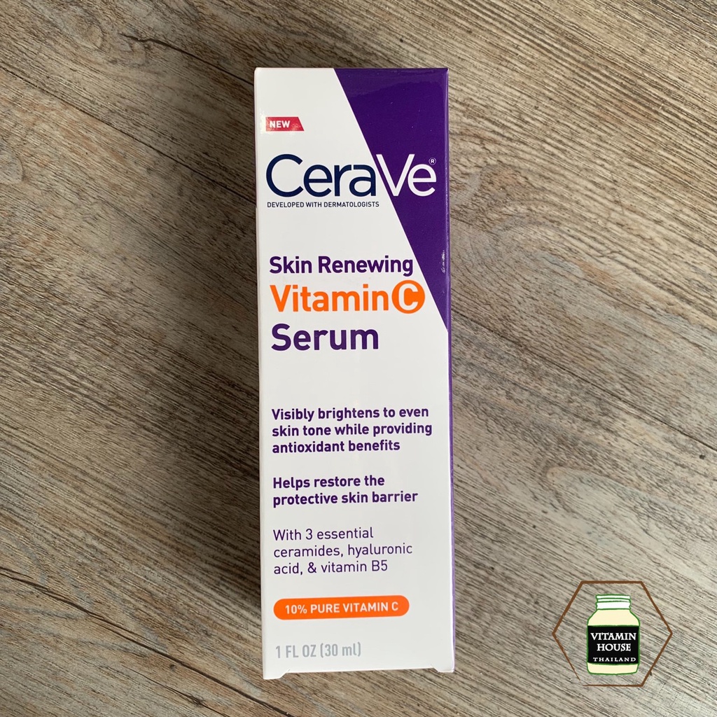 Cerave Skin Renewing Vitamin C Serum วิตามินซีเซรั่มเข้มข้น 10% ผสานเซราไมด์ ลดเลือนริ้วรอย เผยผิวกระจ่างใส 30 มล.