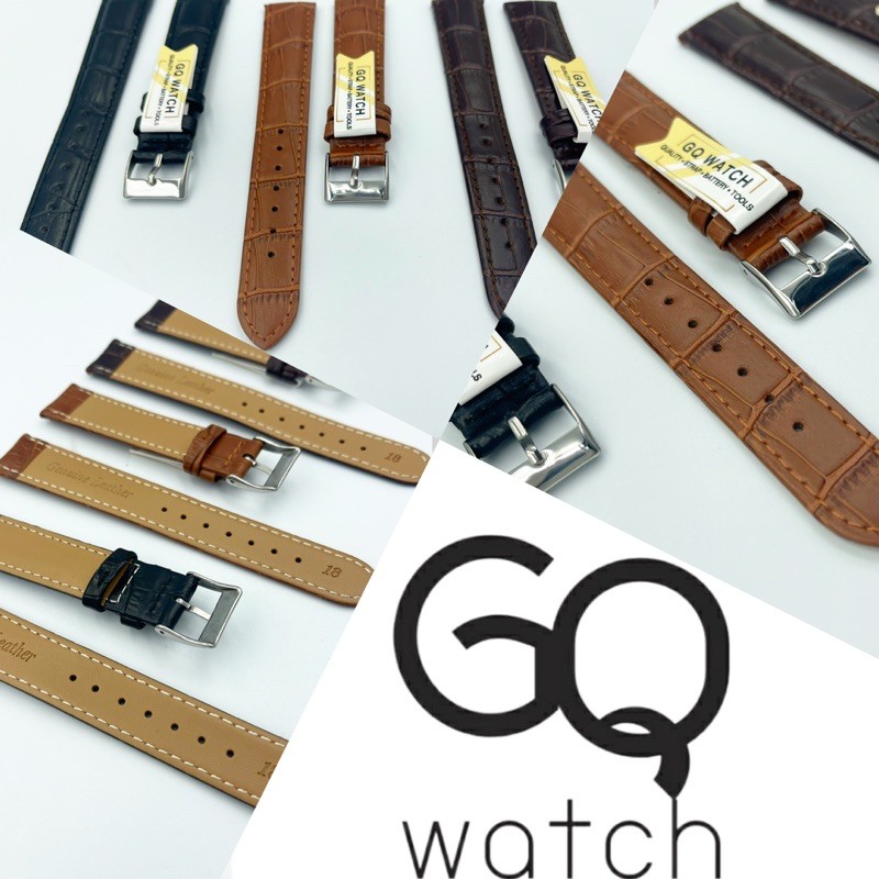 𝗚𝗤 𝘄𝗮𝘁𝗰𝗵 NEW Genius leather strap สายนาฬิกา สายหนังลายจระเข้ Unisex หัวสายสแตนเลส ขนาดเล็ก ถึงใหญ่
