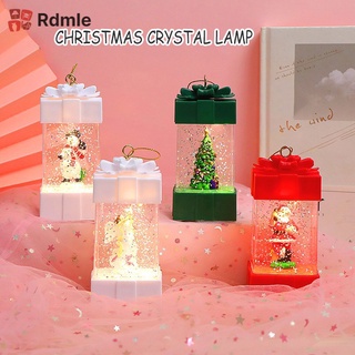 RDMLE Gift Box Shaped Snow Globe Lantern LED Xmas Festival Ornament Glittery Hanging Christmas Light Battery Operated for Home