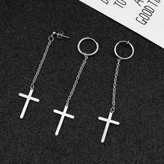 Kpop Boys ARMY Ear Stud Silver Cross Long Chain Earrings Unisex Gift