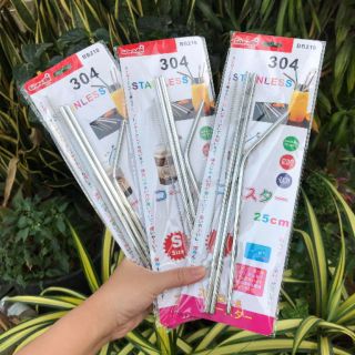 หลอดดูด สเตนเลส แพ็ค 3 ชิ้น