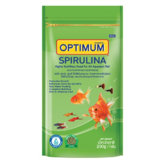 Optimum Spirulina – อาหารปลาสวยงามทุกสายพันธุ์  100 g / 200 g [เม็ดเล็ก]