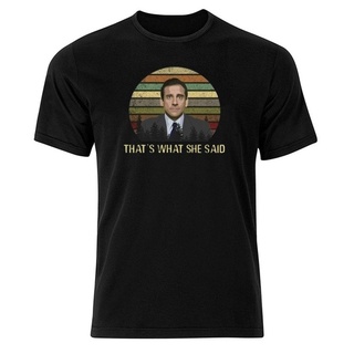 เสื้อยืดสีขาวเสื้อยืดคอกลม ผ้าฝ้าย พิมพ์ลาย Michael Scott Thats What She Said สําหรับผู้ชาย และผู้หญิงS-4XL