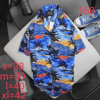 zara เสื้อเชิ้ตแขนสั้นลาย