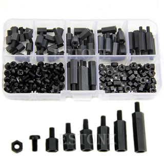 CRE✿ 180pcs M3 Nylon Black Hex M-F Spacers/ Screws/ Nuts Assorted Kit, Standoff